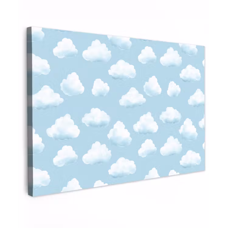 Wolken - Illustratie - Blauw Tuinposter op houten frame 2 cm dik klein 845 -3d