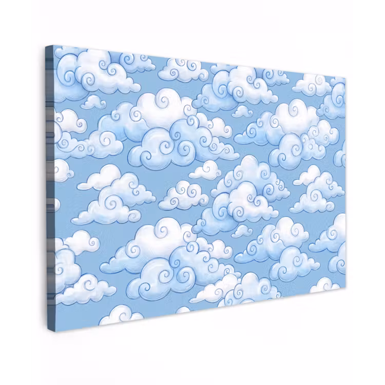 Wolken - Patroon - Hemel - Illustratie - Wit Tuinposter op houten frame 2 cm dik klein -3d