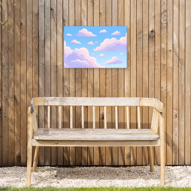 Wolken - Roze - Blauw - Natuur - Modern Tuinposter op houten frame 2 cm dik klein -sfeer4
