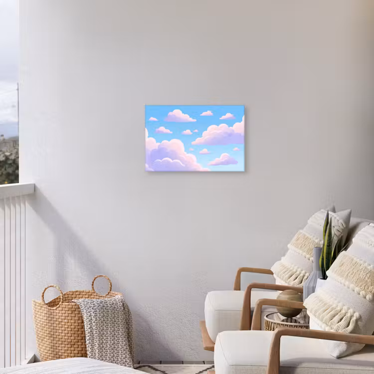 Wolken - Roze - Blauw - Natuur - Modern Tuinposter op houten frame 2 cm dik klein -sfeer1