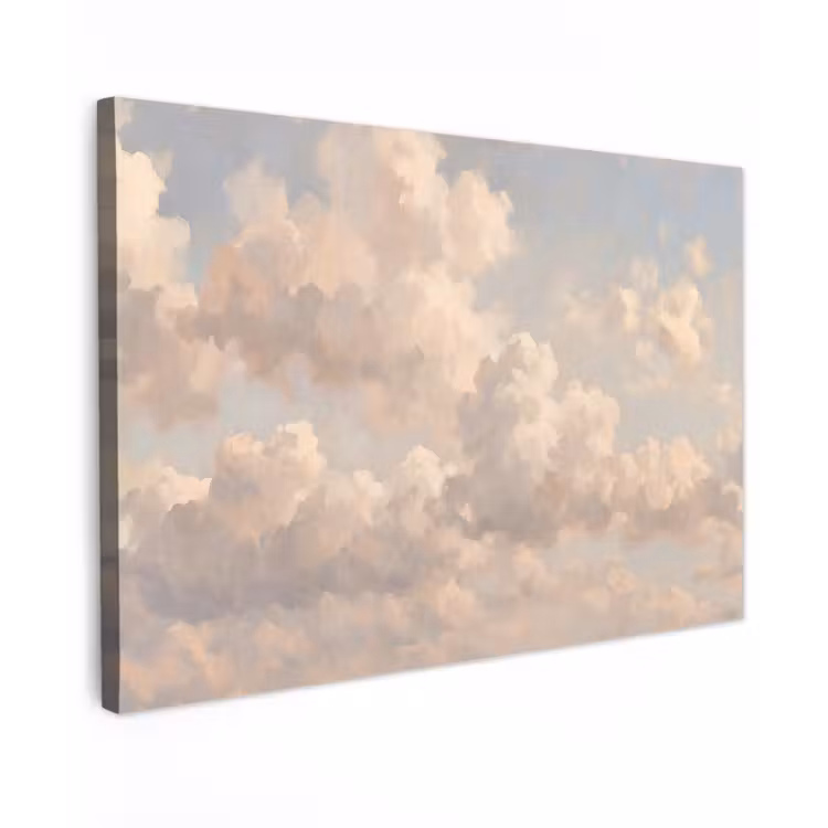 Wolken - Zacht - Natuur - Klassiek - Beige Tuinposter op houten frame 2 cm dik klein -3d
