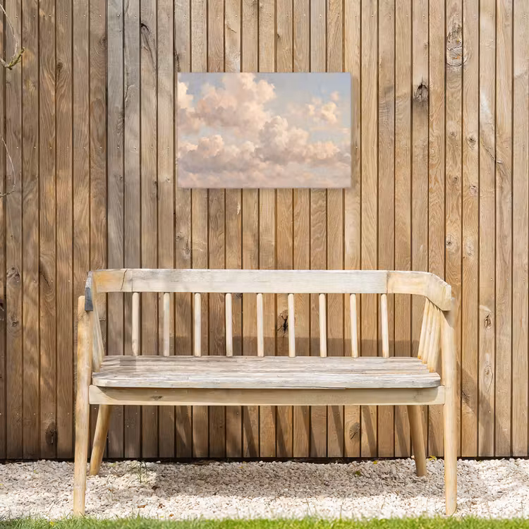 Wolken - Zacht - Natuur - Klassiek - Beige Tuinposter op houten frame 2 cm dik klein -sfeer4