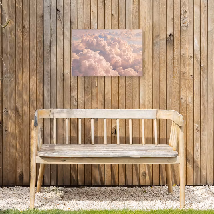 Wolken - Zonsondergang - Natuur - Pastel - Roze Tuinposter op houten frame 2 cm dik klein -sfeer4
