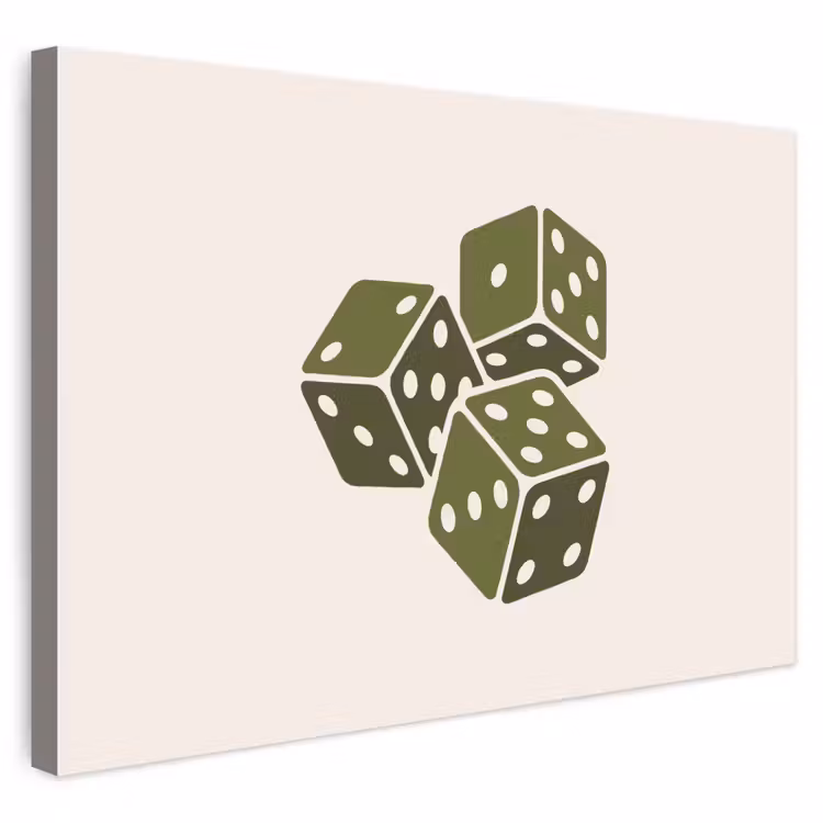 Dobbelsteen - Spel - Groen - Abstract Tuinposter op houten frame 2 cm dik klein -3d