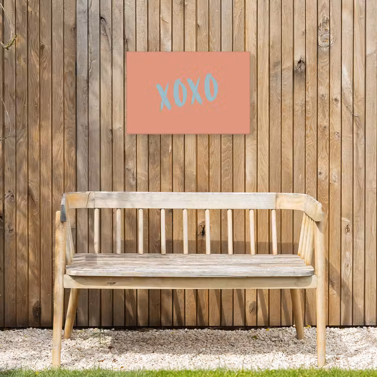 XOXO - Blauw - Perzikkleur Tuinposter op houten frame 2 cm dik klein -sfeer4