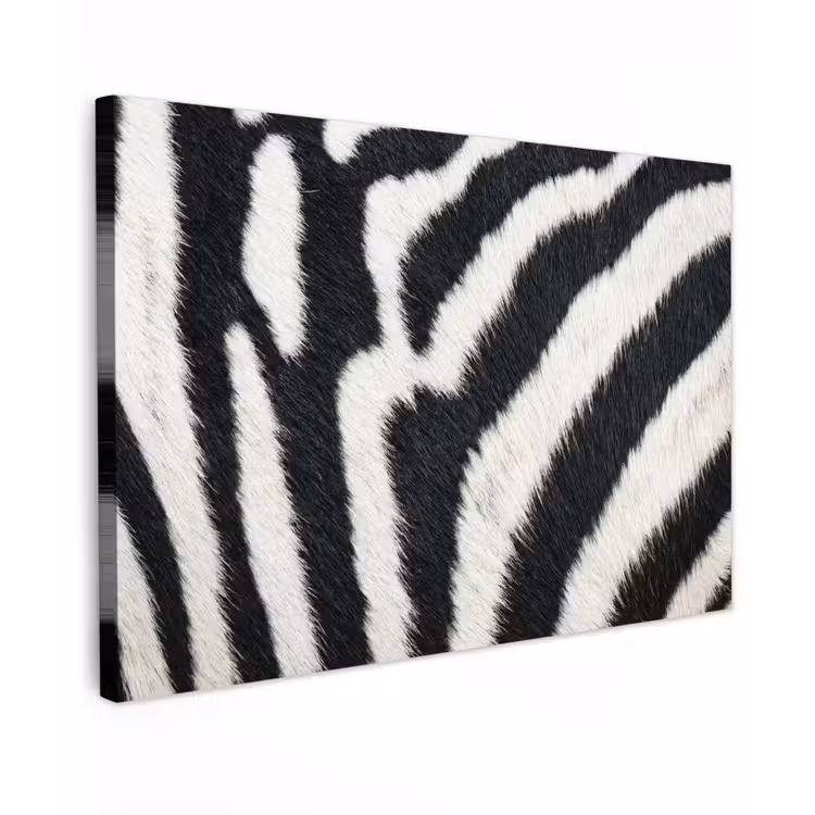 Zebra - Vacht - Klassiek - Zwart - Wit Tuinposter op houten frame 2 cm dik klein -3d