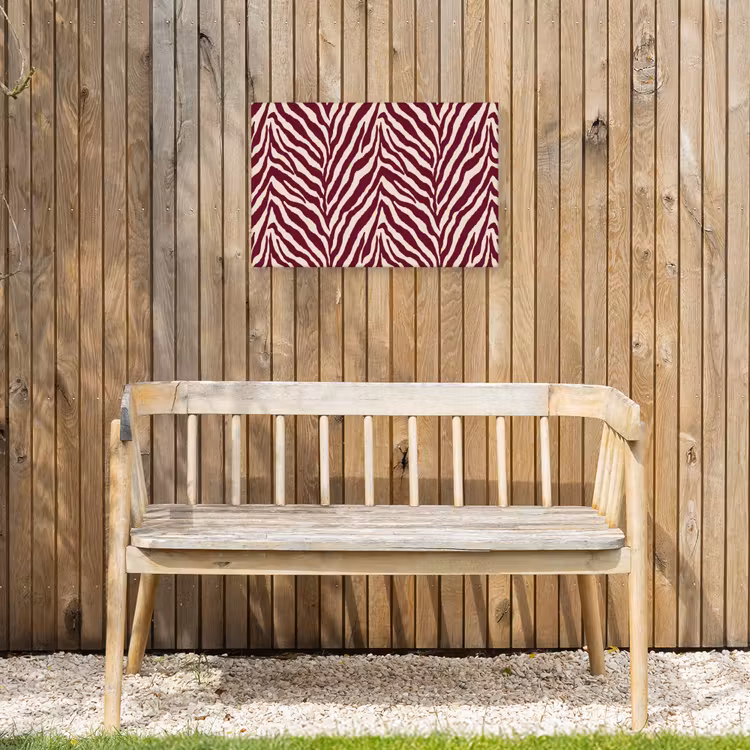 Zebra - Motief - Bordeaux - Rood Tuinposter op houten frame 2 cm dik klein 845 -sfeer4
