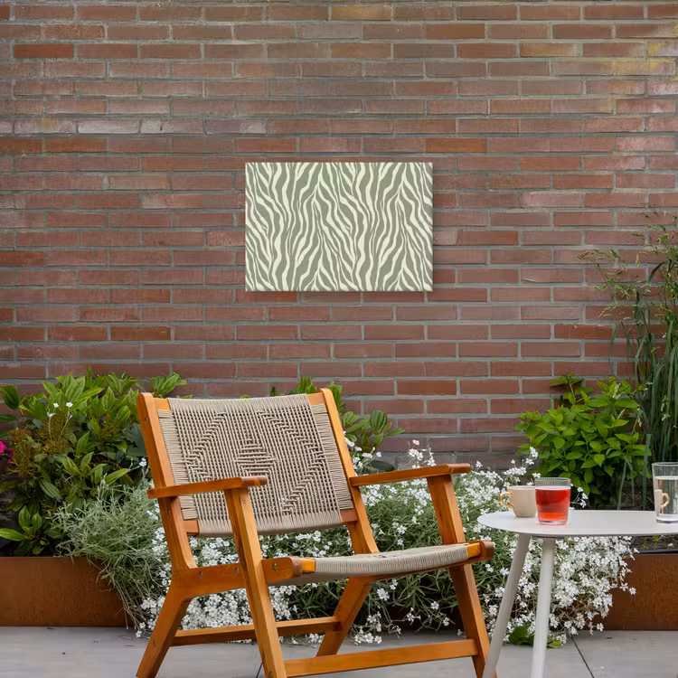 Zebra - Motief - Groen Tuinposter op houten frame 2 cm dik klein 845 -sfeer3