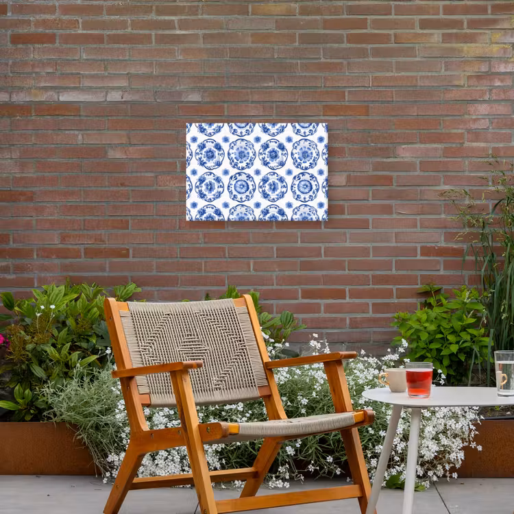 Sierborden - Bloemen - Blauw Tuinposter op houten frame 2 cm dik klein 845 -sfeer3