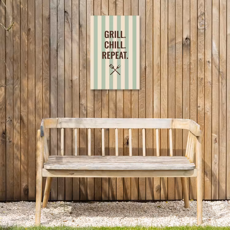 Quote - Strepen - Grill Tuinposter op houten frame 2 cm dik klein -sfeer4