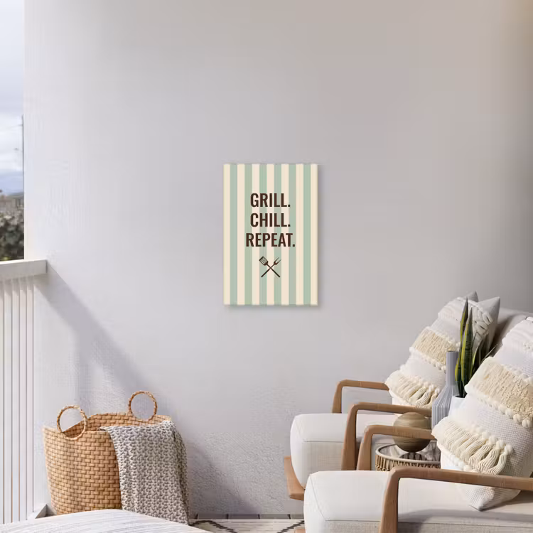 Quote - Strepen - Grill Tuinposter op houten frame 2 cm dik klein -sfeer1