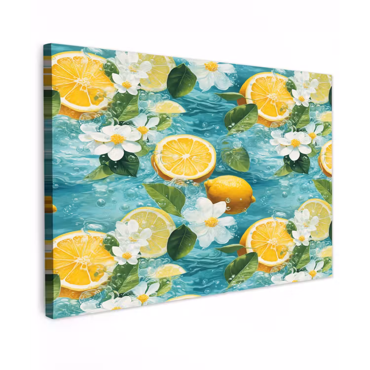 Citroen - Bloemen - Bruisend - Water Tuinposter op houten frame 2 cm dik klein 845 -3d