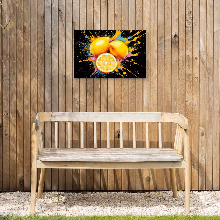 Citroen - Graffiti - Kleurrijk - Verf - Modern Tuinposter op houten frame 2 cm dik klein -sfeer4