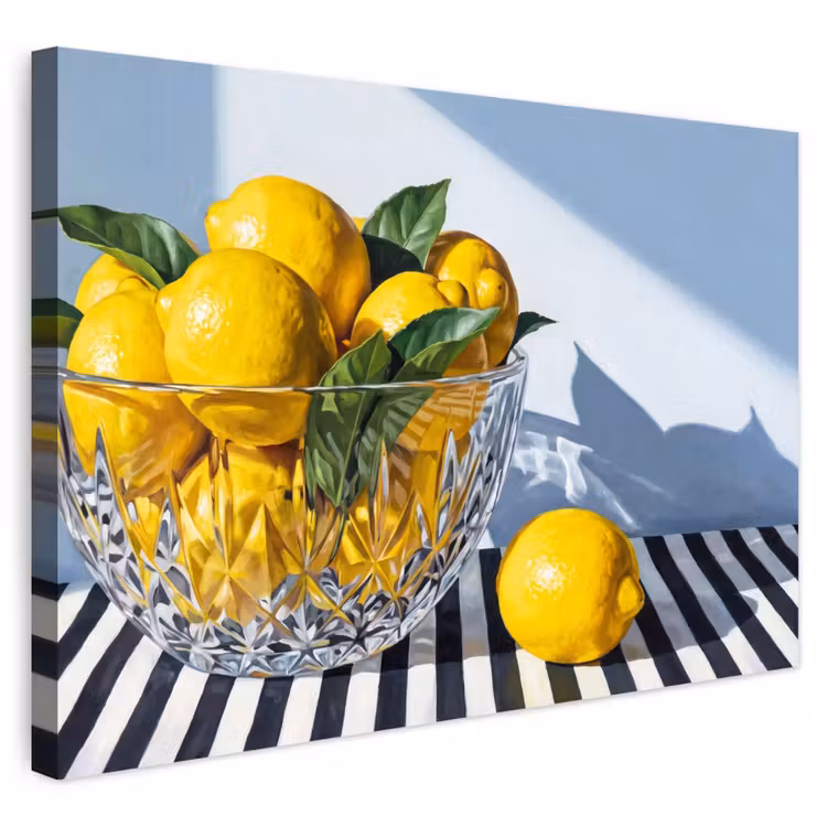 Outdoor Leinwand - Zitronen – Obst – Gelb - Citroenen - Fruit - Geel Tuinposter op houten frame 2 cm dik klein