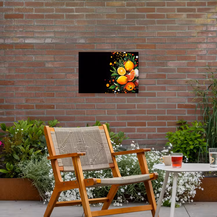 Citroenen - Zwart - Kruiden - Graffiti - Verf Tuinposter op houten frame 2 cm dik klein -sfeer3