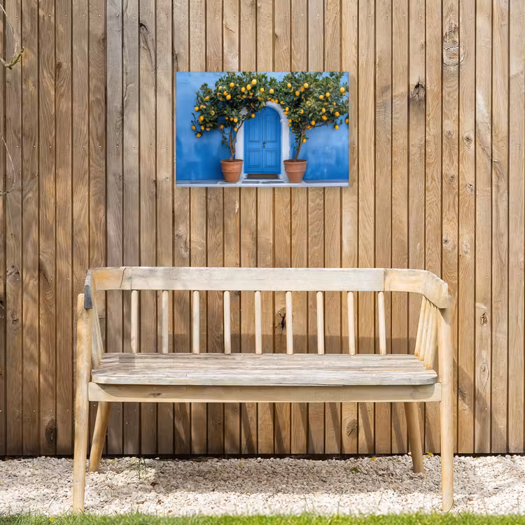 Citroenbomen - Geel - Deur - Potten Tuinposter op houten frame 2 cm dik klein -sfeer4