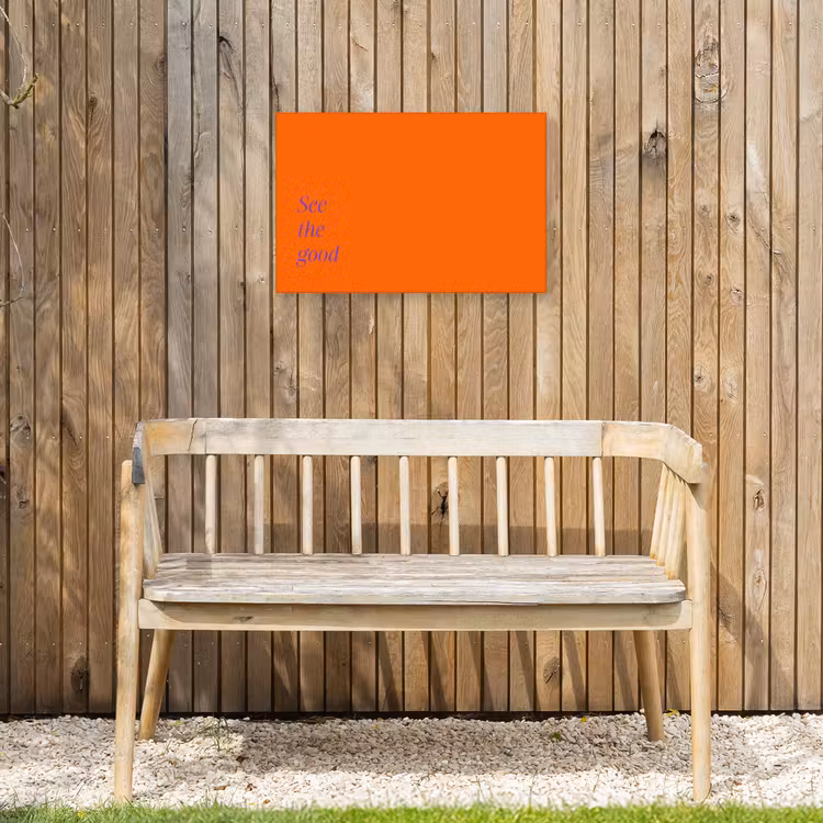 See te good - Paars - Oranje Tuinposter op houten frame 2 cm dik klein -sfeer4