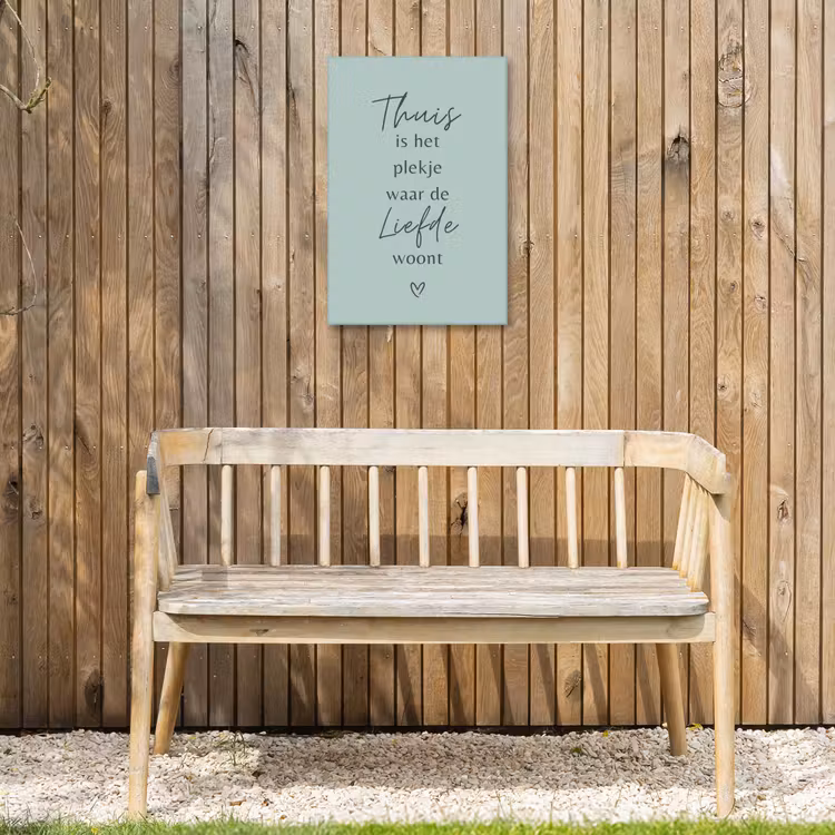 Thuis is het plekje waar de liefde woont Tuinposter op houten frame 2 cm dik klein -sfeer4