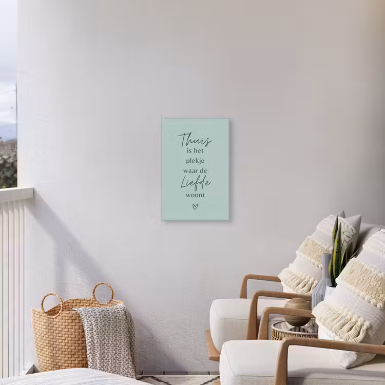 Thuis is het plekje waar de liefde woont Tuinposter op houten frame 2 cm dik klein -sfeer1