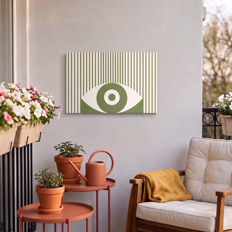 Abstract - Oog - Strepen - Modern - Groen Tuinposter op houten frame 2 cm dik klein -sfeer1