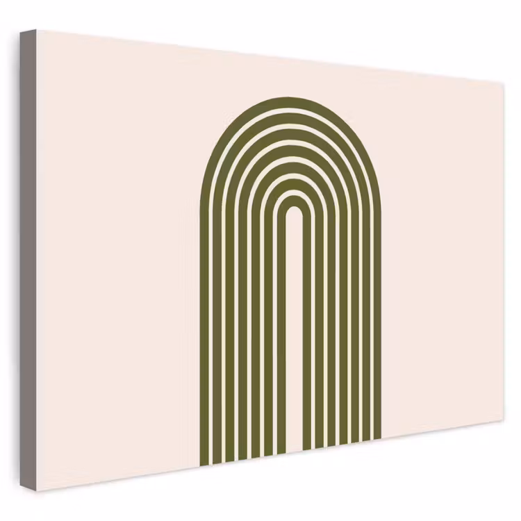 Abstract - Bogen - Modern - Groen - Kunst Tuinposter op houten frame 2 cm dik klein -3d