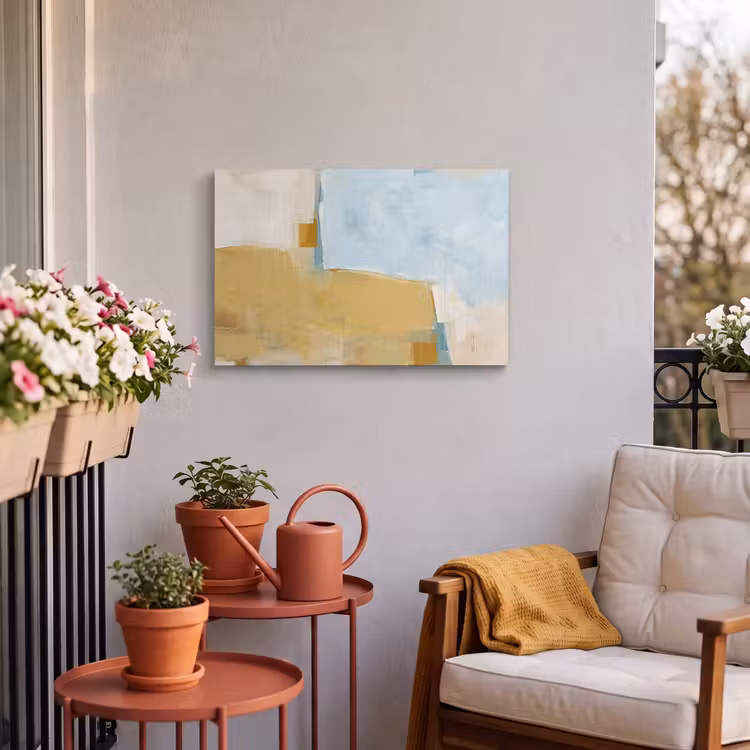 Abstract - Kleuren - Kunst - Modern - Blauw Tuinposter op houten frame 2 cm dik klein -sfeer1