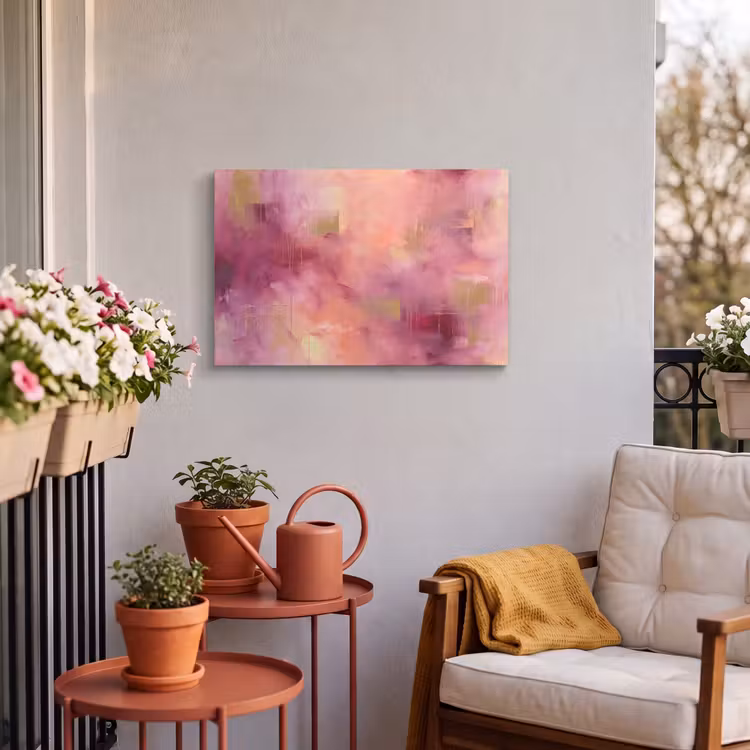 Abstract - Kleuren - Modern - Roze - Paars Tuinposter op houten frame 2 cm dik klein -sfeer1