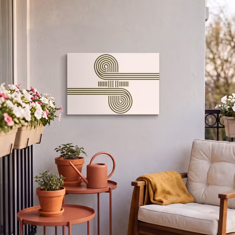 Abstract - Vormen - Modern - Groen Tuinposter op houten frame 2 cm dik klein -sfeer1