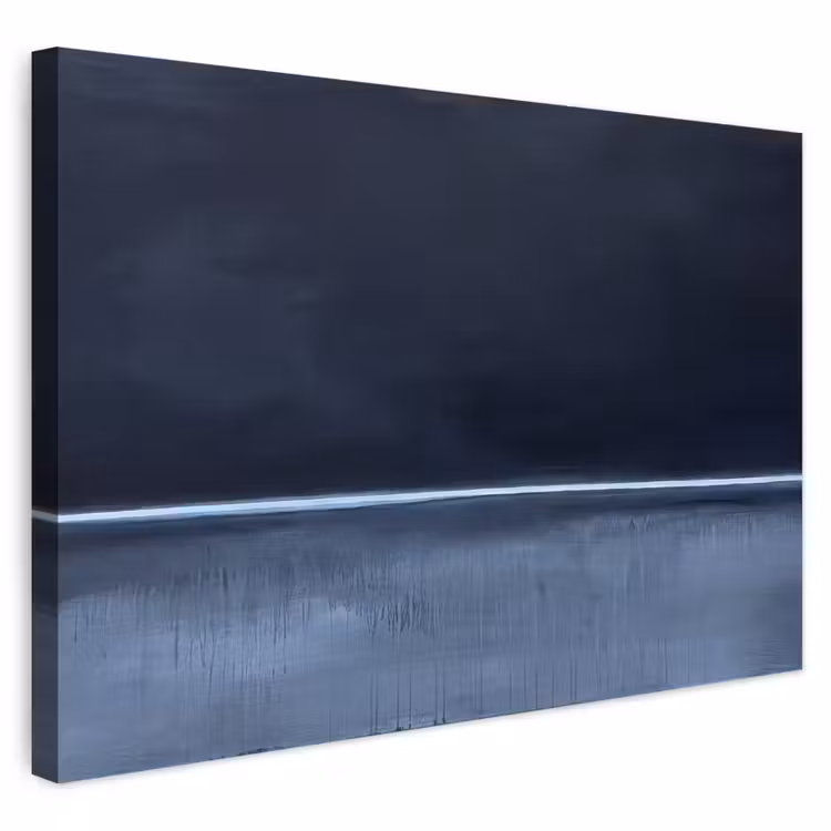 Abstract - Horizontale lijn - Minimalistisch - Donkerblauw - Kunst Tuinposter op houten frame 2 cm dik klein -3d