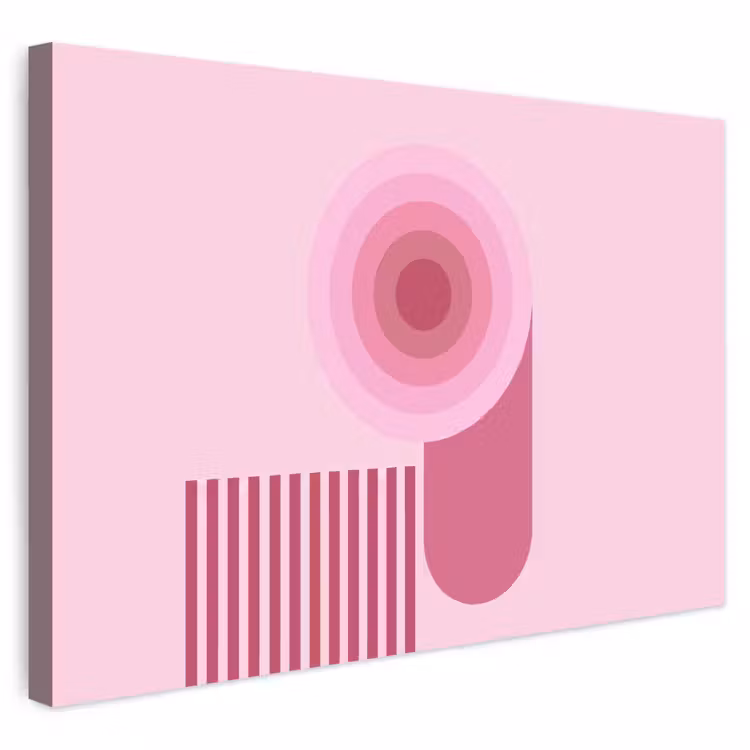 Abstract - Cirkels - Strepen - Modern - Roze Tuinposter op houten frame 2 cm dik klein -3d