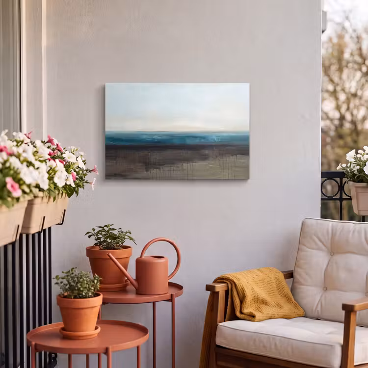 Abstract - Landschap - Horizon - Blauw - Modern Tuinposter op houten frame 2 cm dik klein -sfeer1