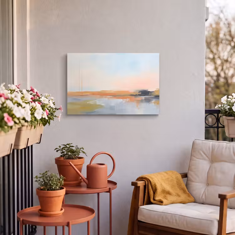 Abstract - Landschap - Horizon - Modern - Kleurrijk Tuinposter op houten frame 2 cm dik klein -sfeer1