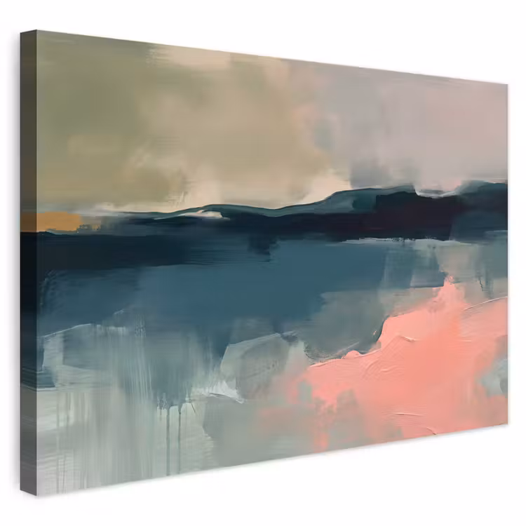 Abstract - Landschap - Kunst - Modern - Groen - Blauw Tuinposter op houten frame 2 cm dik klein -3d