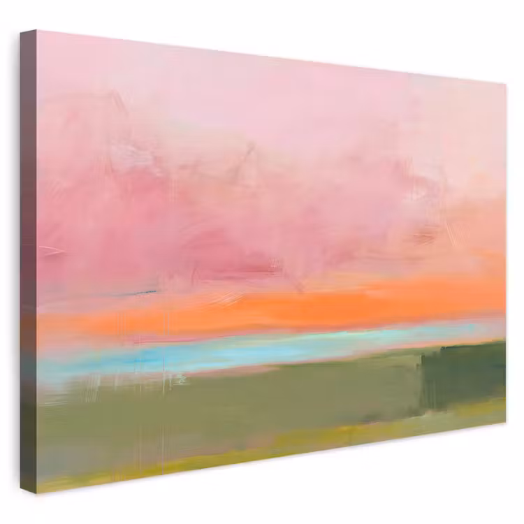 Abstract - Landschap - Modern - Roze - Oranje Tuinposter op houten frame 2 cm dik klein -3d