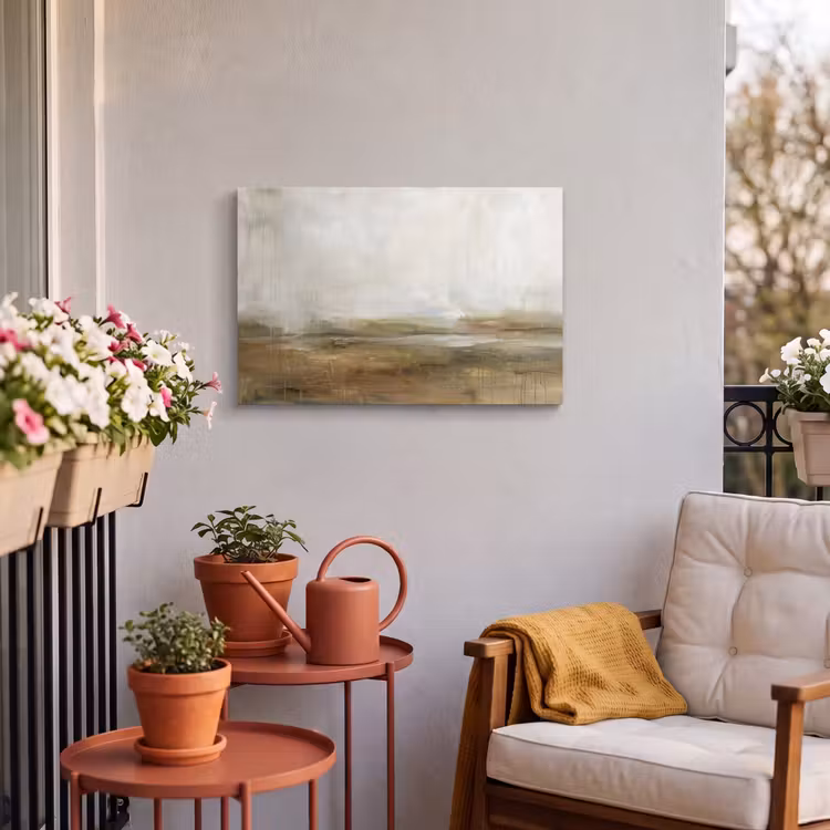 Abstract - Landschap - Natuur - Beige - Bruin Tuinposter op houten frame 2 cm dik klein -sfeer1