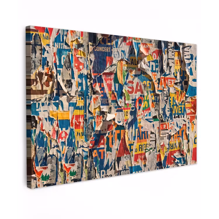 Abstract - Gelaagd papier - Urban - Modern - Kleurrijk Tuinposter op houten frame 2 cm dik klein -3d