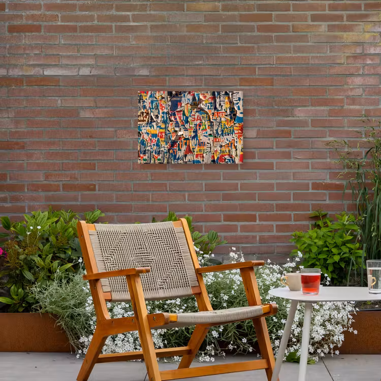 Abstract - Gelaagd papier - Urban - Modern - Kleurrijk Tuinposter op houten frame 2 cm dik klein -sfeer3