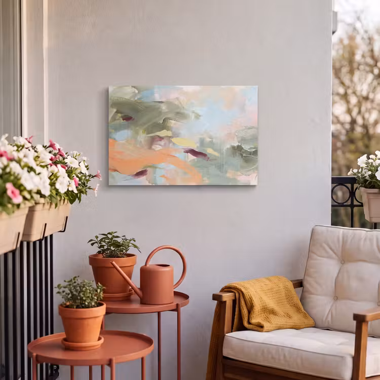 Abstract - Borstelstreken - Kunst - Modern - Pastel Tuinposter op houten frame 2 cm dik klein -sfeer1