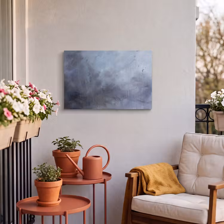 Abstract - Kwaststreken - Modern - Kunst - Grijs Tuinposter op houten frame 2 cm dik klein -sfeer1