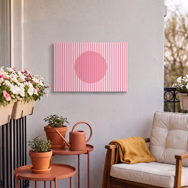 Abstract - Strepen - Ovaal - Roze - Modern Tuinposter op houten frame 2 cm dik klein -sfeer1