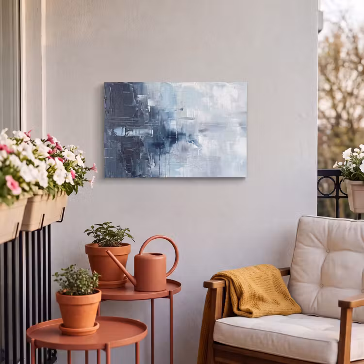 Abstract - Textuur - Kunst - Modern - Blauw Tuinposter op houten frame 2 cm dik klein -sfeer1