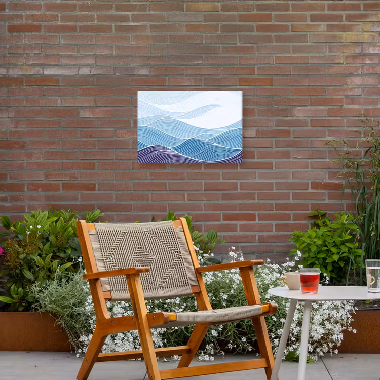 Abstract - Golven - Patroon - Blauw - Modern Tuinposter op houten frame 2 cm dik klein -sfeer3