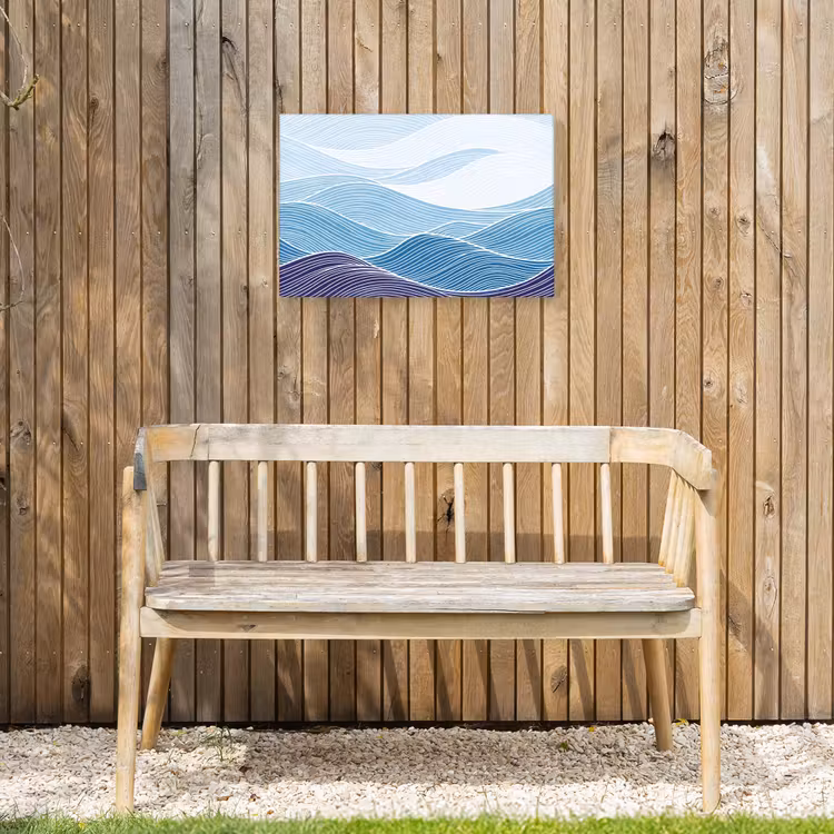 Abstract - Golven - Patroon - Blauw - Modern Tuinposter op houten frame 2 cm dik klein -sfeer4