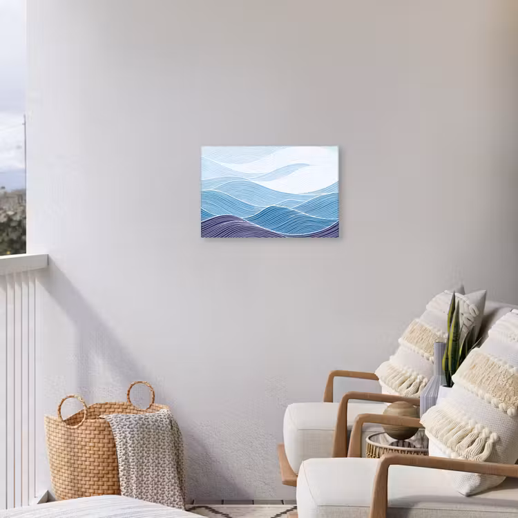 Abstract - Golven - Patroon - Blauw - Modern Tuinposter op houten frame 2 cm dik klein -sfeer1