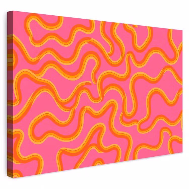 Abstract - Golvende lijnen - Modern - Kleurrijk Tuinposter op houten frame 2 cm dik klein -3d