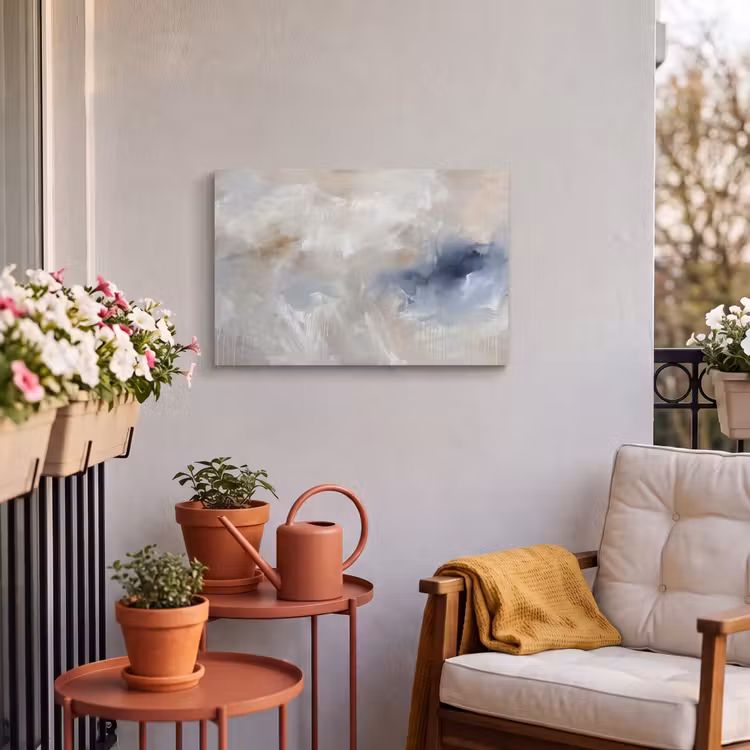 Abstract - Wolken - Sfeer - Modern - Beige Tuinposter op houten frame 2 cm dik klein -sfeer1