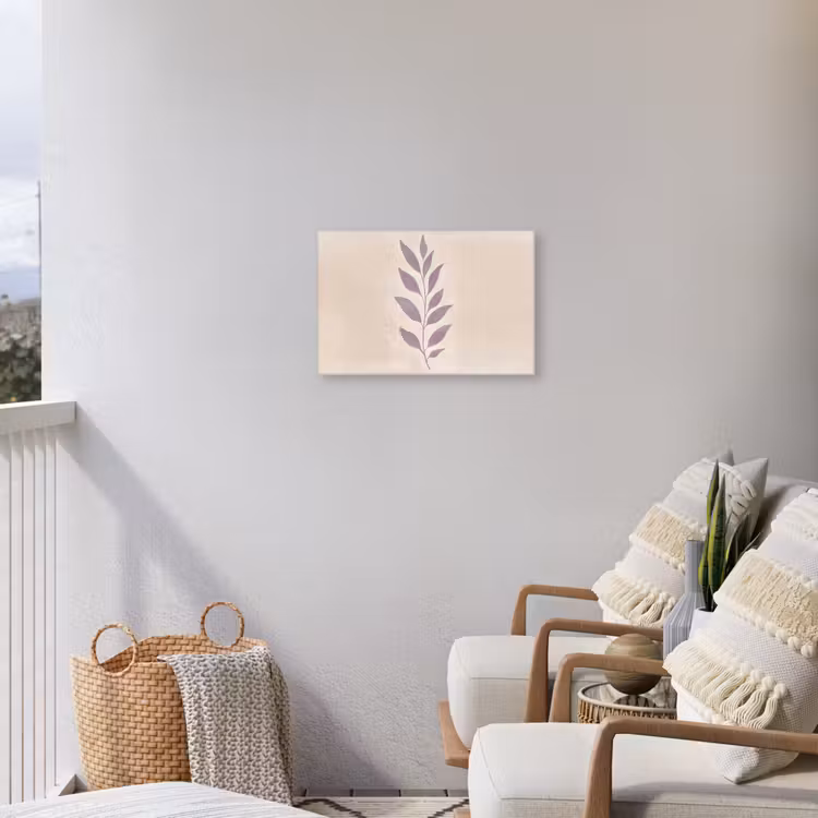 Tak - Bladeren - Minimalistisch - Beige Tuinposter op houten frame 2 cm dik klein -sfeer1