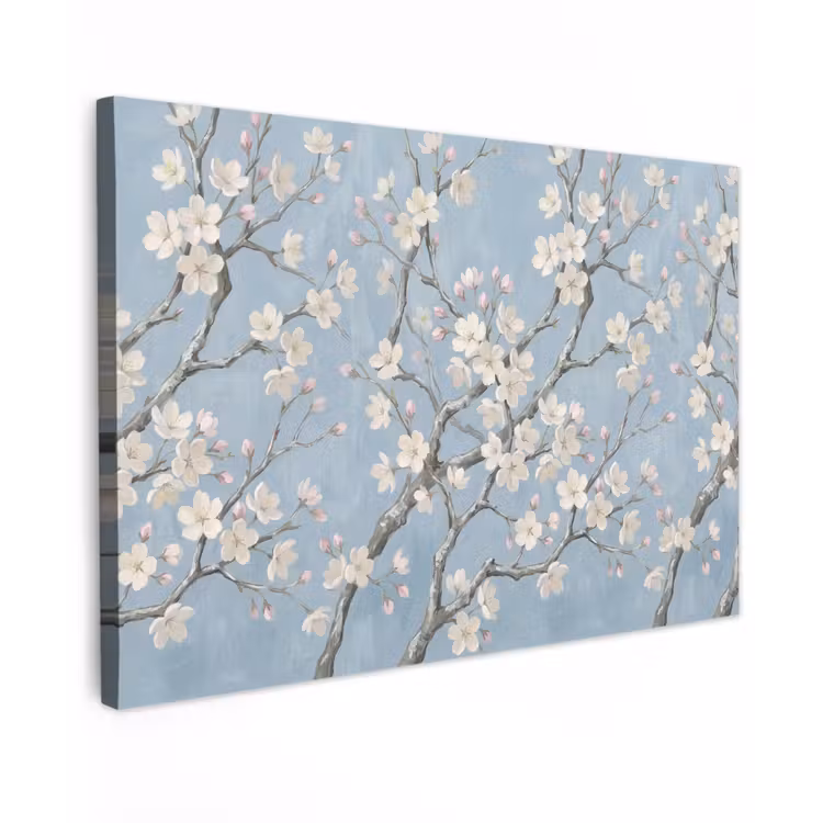 Takken - Kersenbloesem - Blauw Tuinposter op houten frame 2 cm dik klein -3d