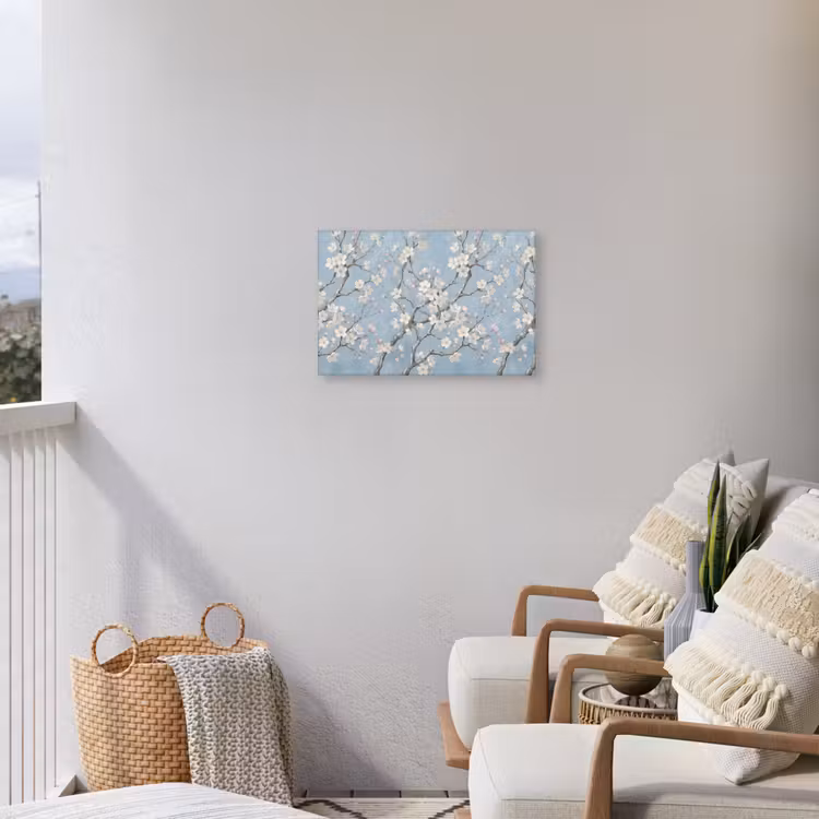 Takken - Kersenbloesem - Blauw Tuinposter op houten frame 2 cm dik klein -sfeer1