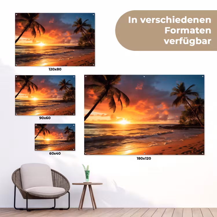 Avondrood aan Zee tuinposter los doek klein -Xsfeer9_DE